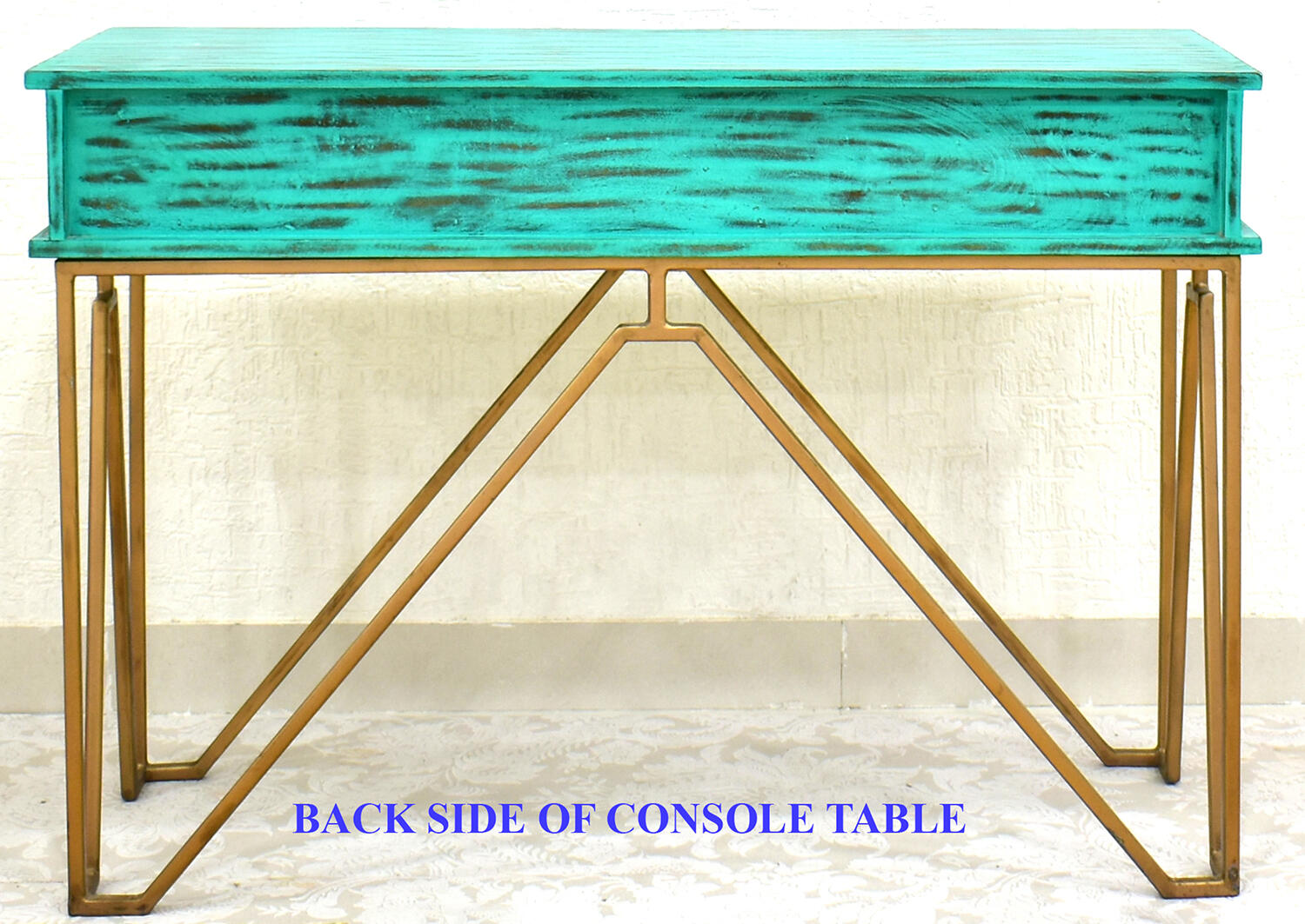 CASINO Console Hall green Table with Golden Finish